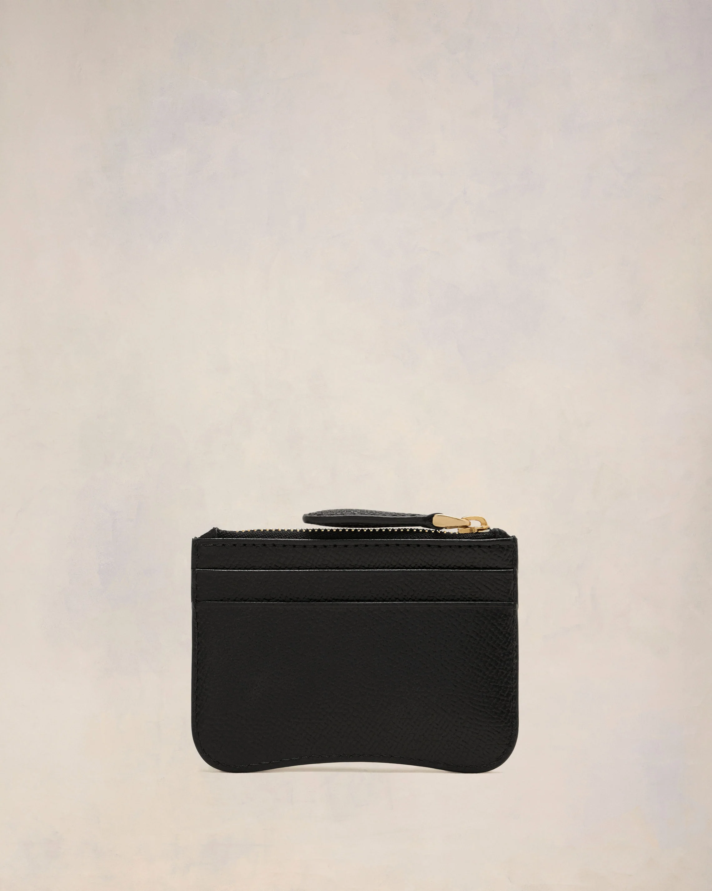 Black Leather Zipped Card Holder