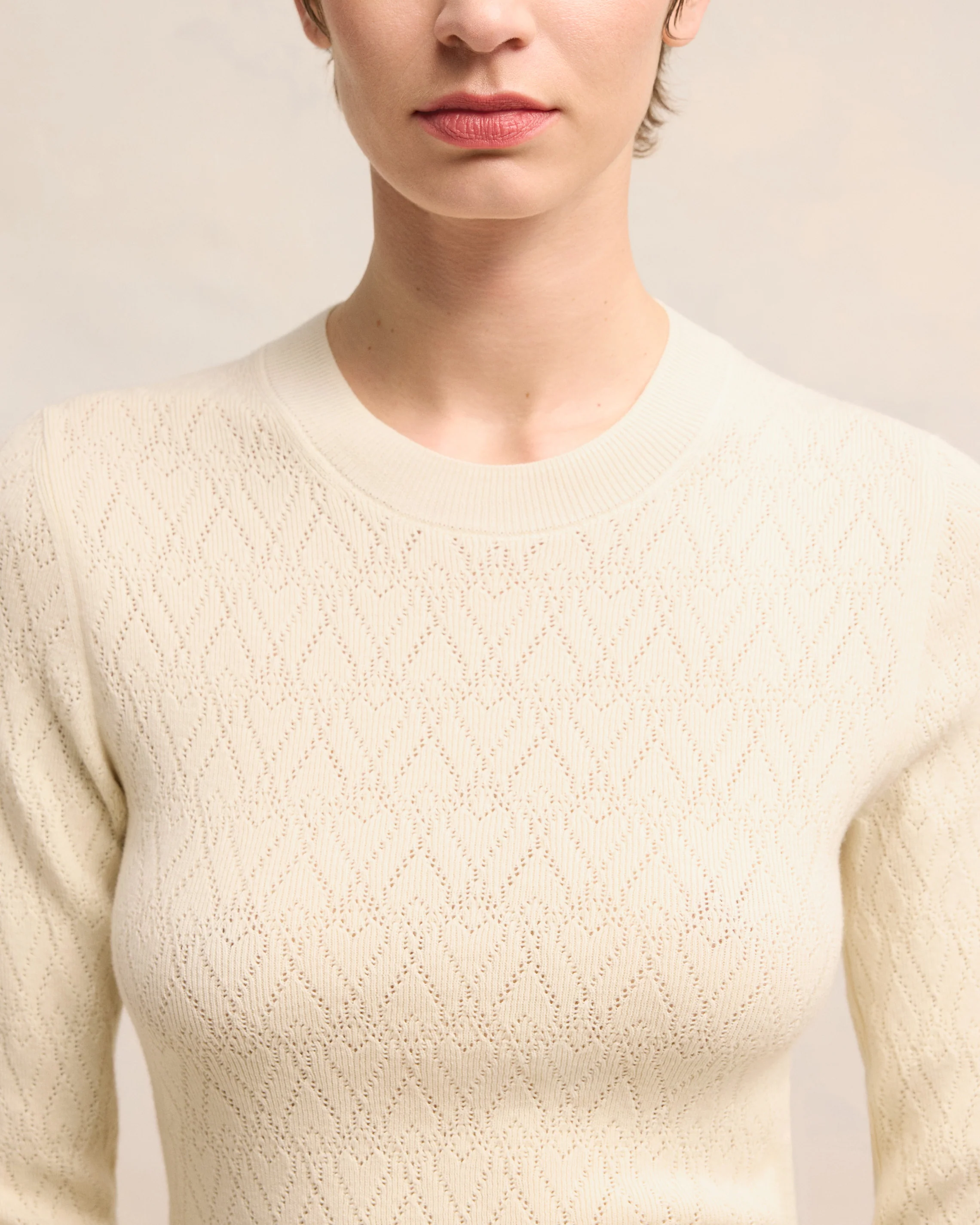 Ami de Coeur Pointelle Crew Neck Sweater