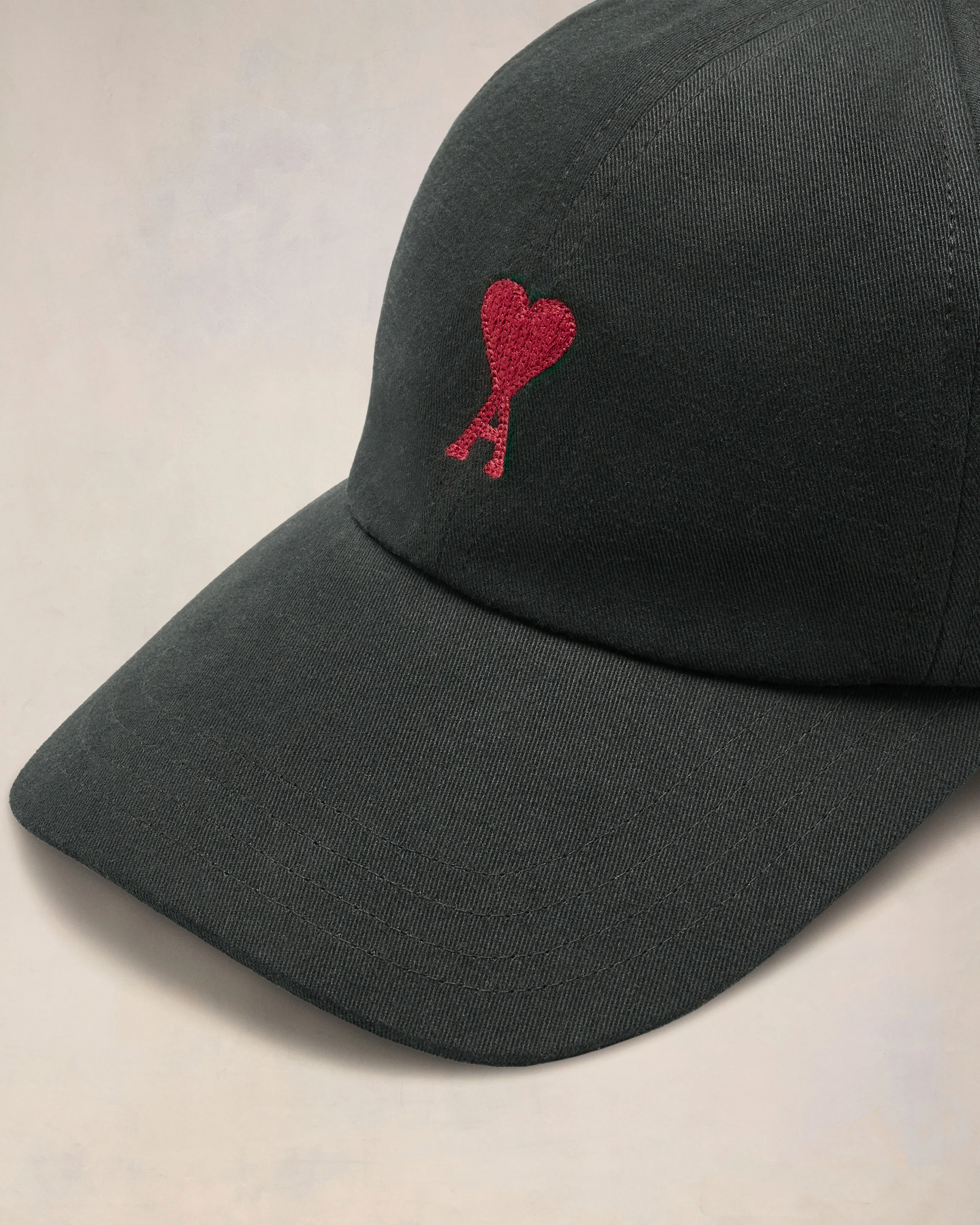 Black Cotton Ami de Coeur Embroidery Cap