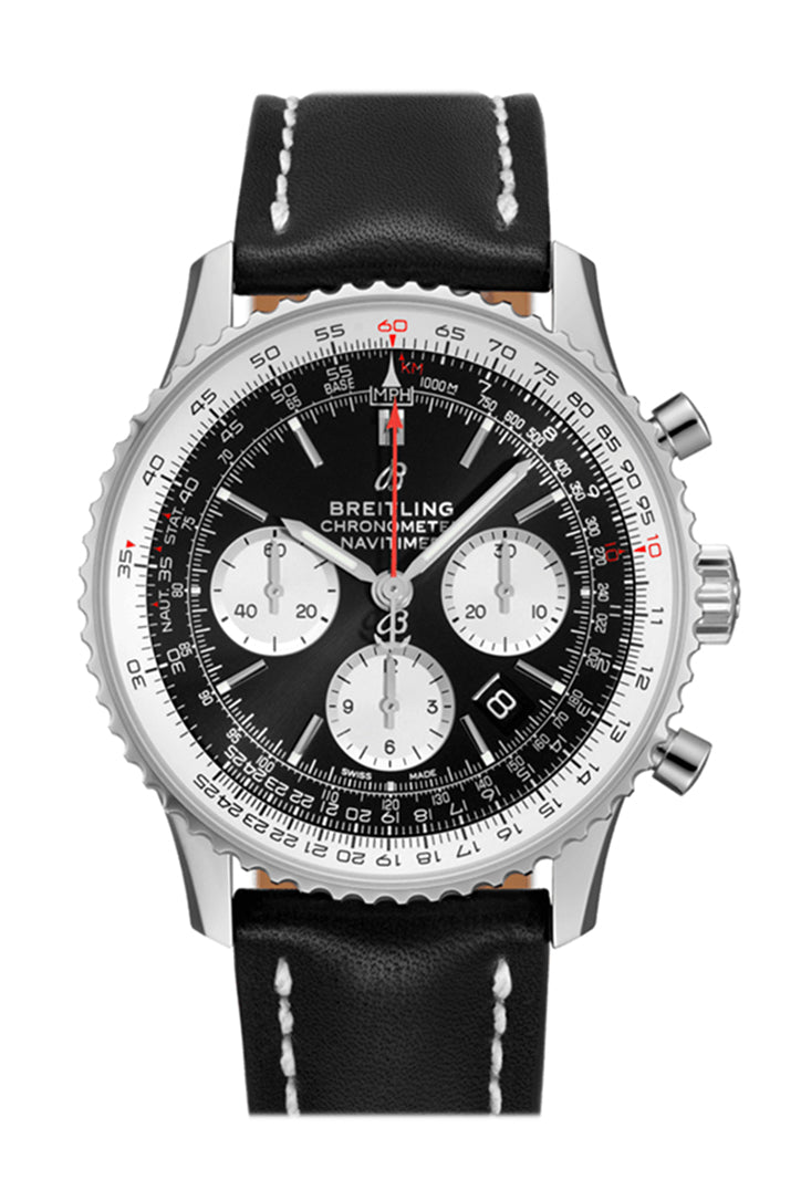 BRE!TLING Navitimer 01 Black Leather Deployment AB0121211 B1X2