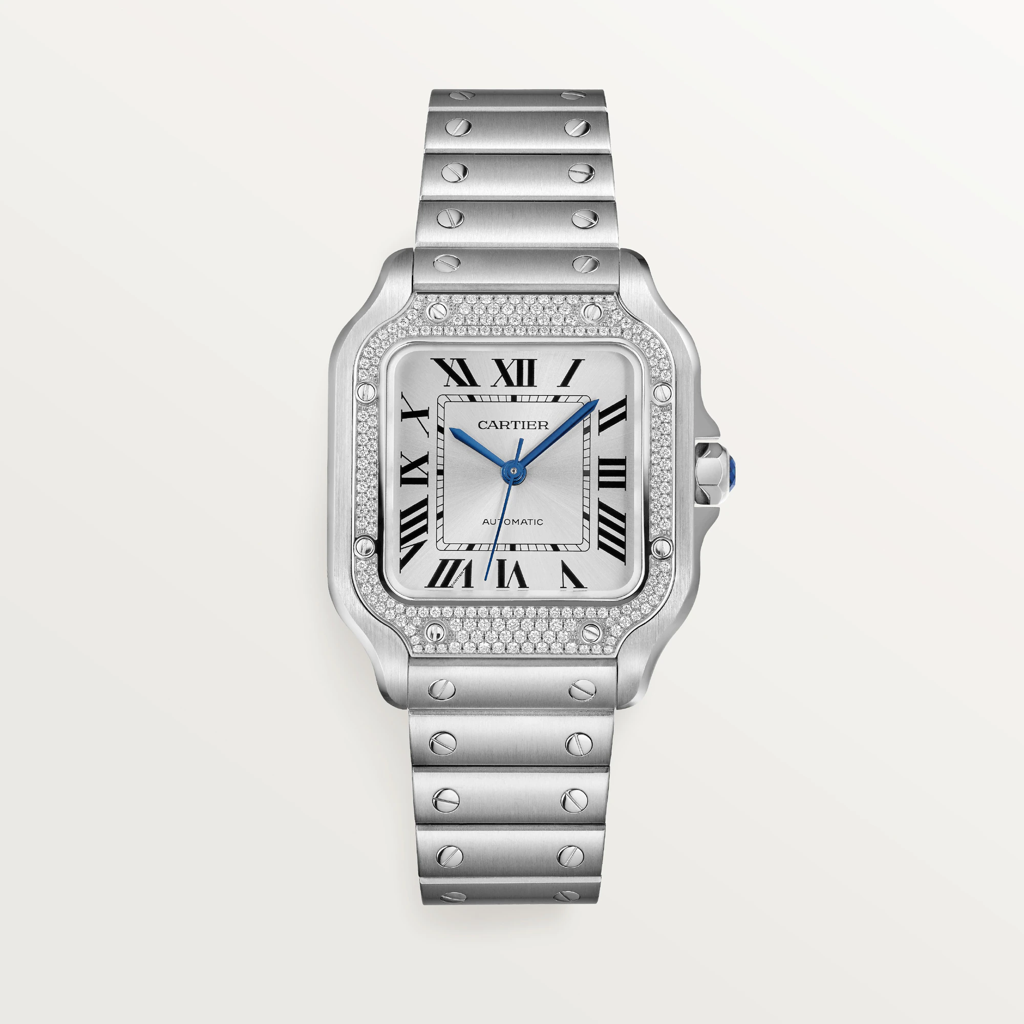 Cartier Santos Stainless Steel & Diamonds Unisex Watch, W4SA0005 - Orolen