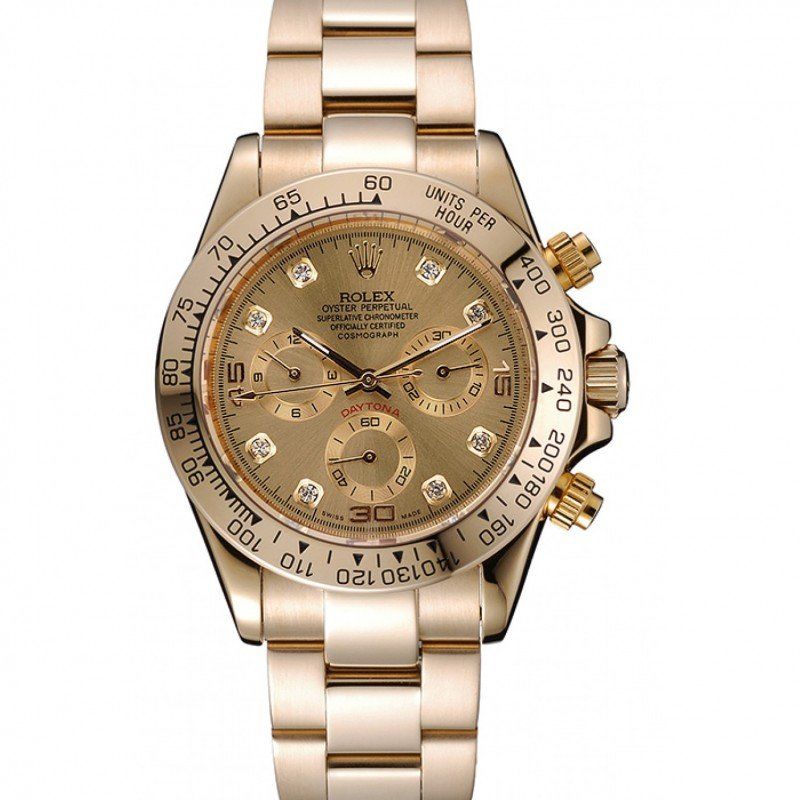 rol€x Cosmograph Daytona Brown Dial Diamond Numerals Gold Case And Bracelet 1454245