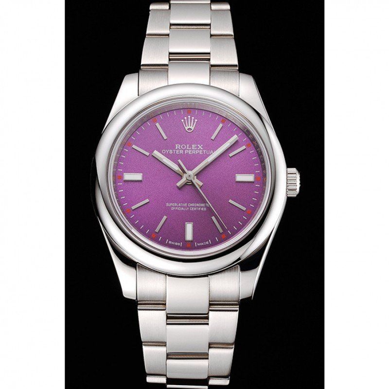 rol€x Oyster Perpetual Red Grape Dial Stainless Steel Case And Bracelet