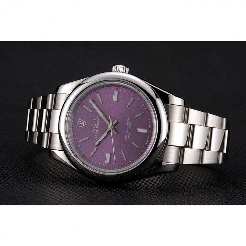 Rolex Oyster Perpetual Red Grape Dial Stainless Steel Case And Bracelet - Orolen