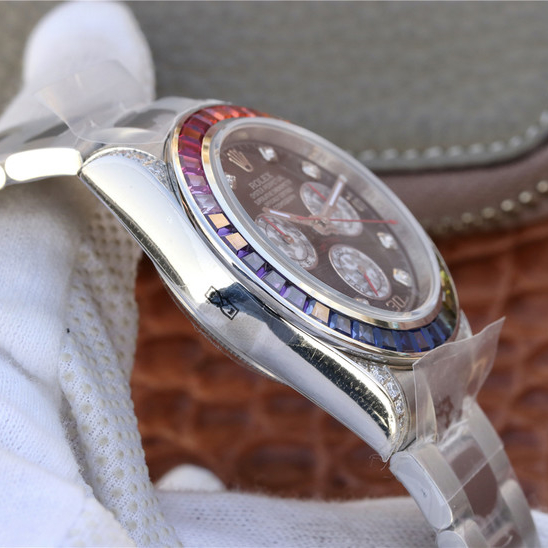 Daytona Rainbow Diamond Silver Stainless Steel 40mm - Orolen