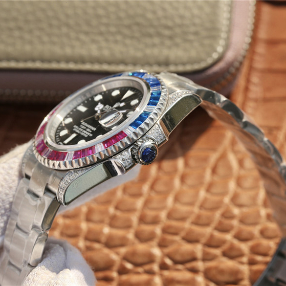 Submariner Silver Blue / Red Diamond 40mm - Orolen