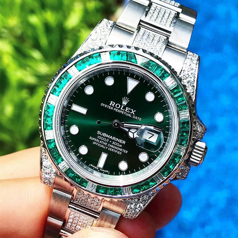 Rolex Submariner 116610lv Green Dial – CUSTOM DIAMOND SET & BEZEL - Orolen