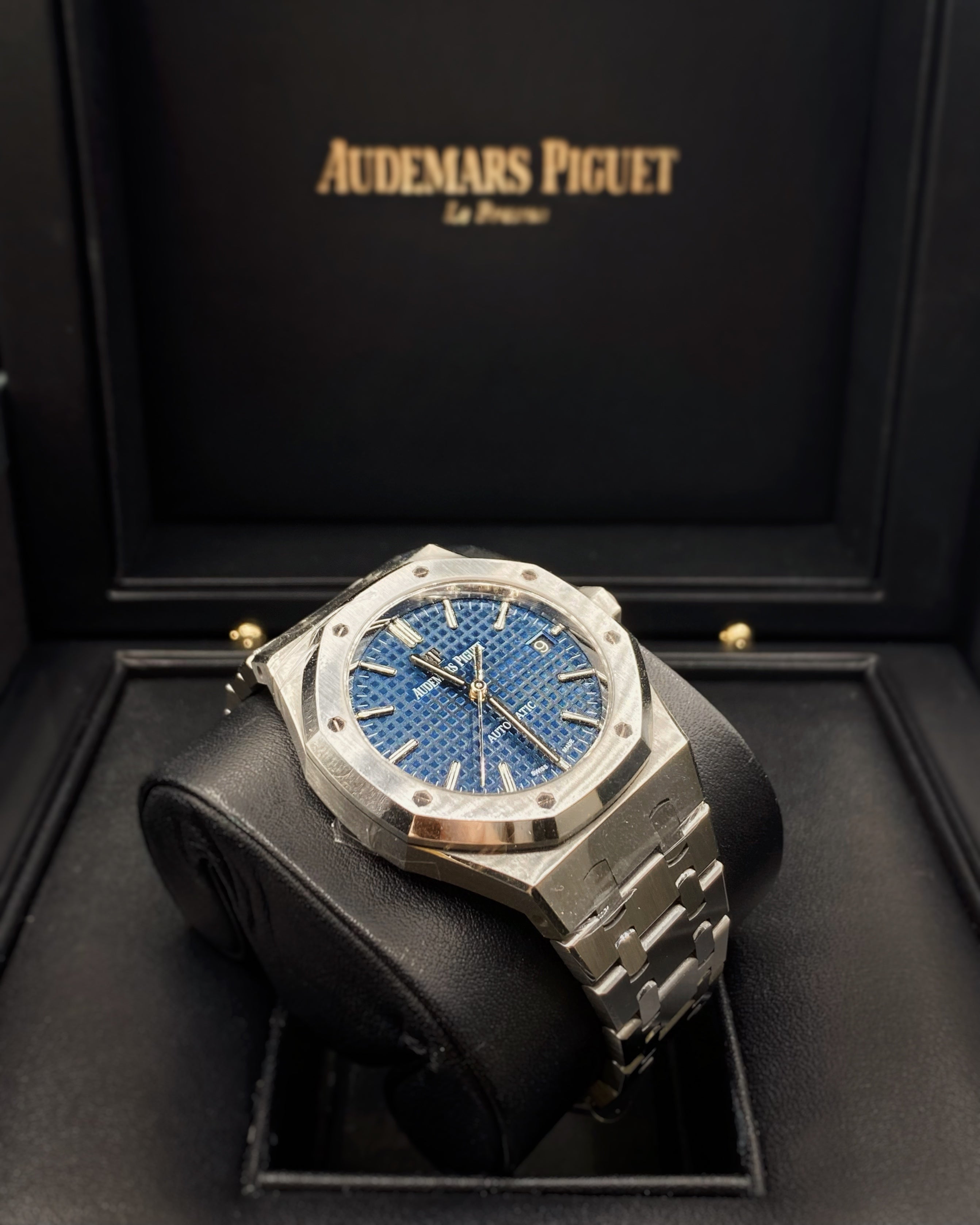 AUDEM@RS P!GUET Royal Oak Selfwinding Blue dial, 37mm, Stainless steel, 15450ST.OO.1256ST.03