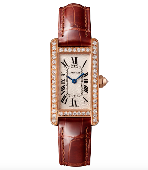 C@RTIER Tank Am��ricaine Small Model 18K Rose Gold & Diamonds Ladies Watch, WJTA0028