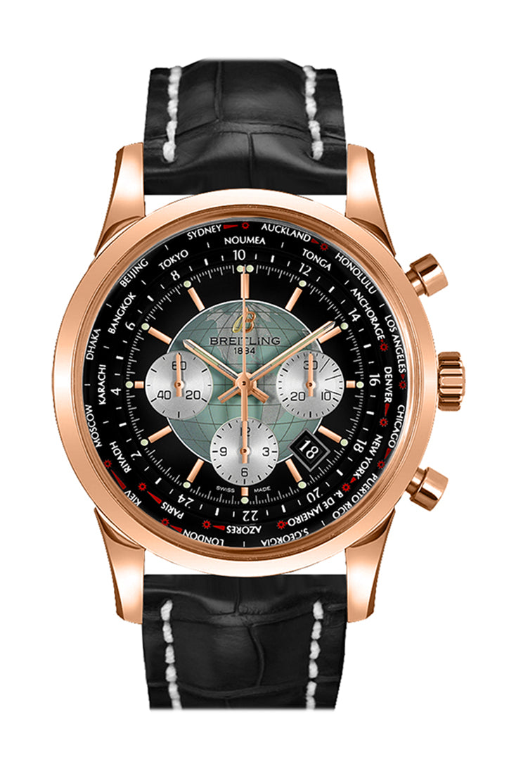 BRE!TLING Transocean Chronogragh Unitime RG BLACK CROC RB0510U4 BB63