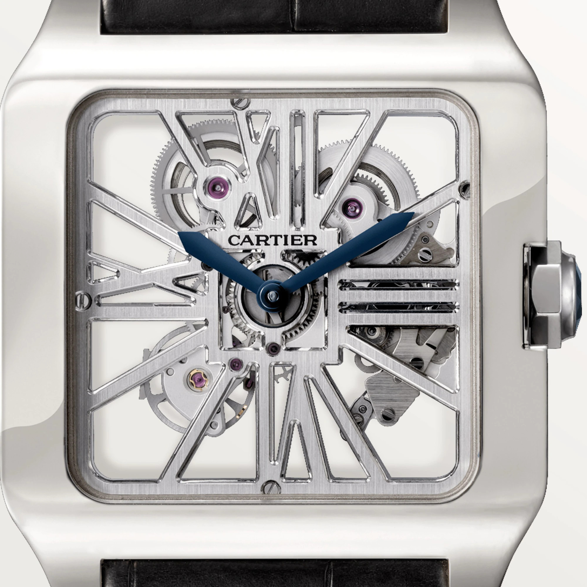 C@RTIER Santos Skeleton 18K White Gold Men��s Watch, W2020033