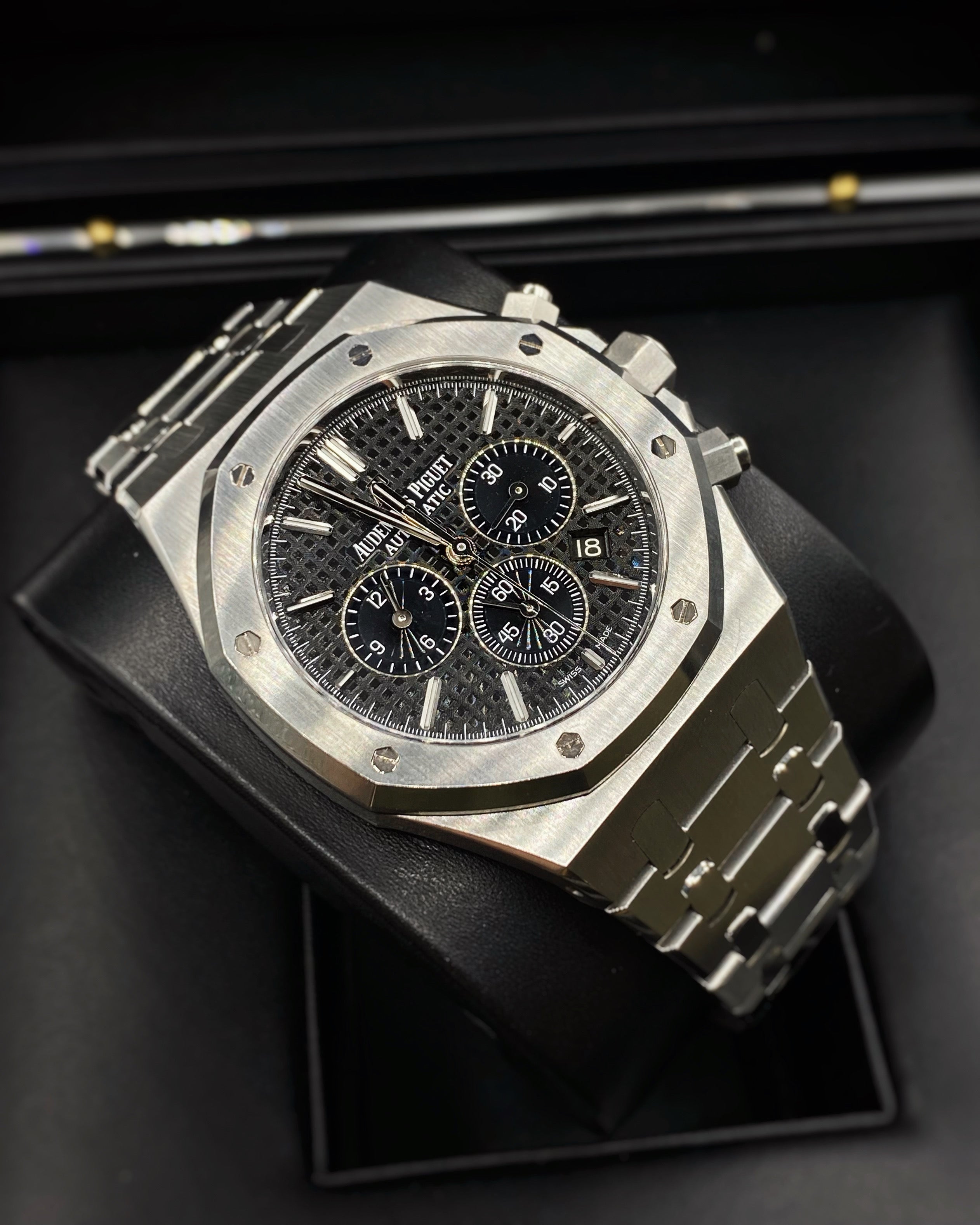 AUDEM@RS P!GUET Royal Oak Chronograph Black Dial 41mm Stainless Steel Watch 26320ST.OO.1220ST.01