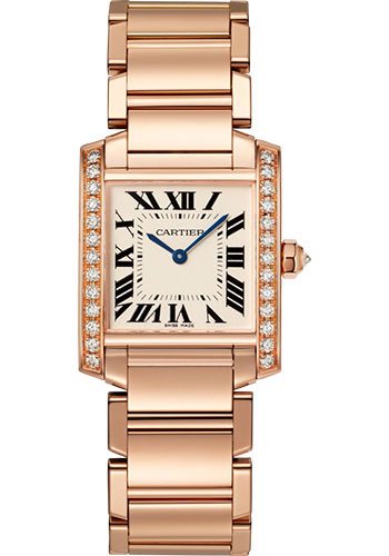 C@RTIER Tank Francaise Medium Model 18K Rose Gold & Diamonds Lady��s Watch, WJTA0023