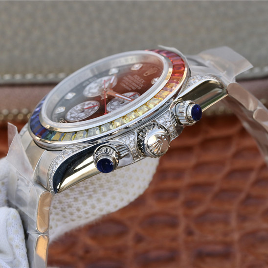 Daytona Rainbow Diamond Silver Stainless Steel 40mm - Orolen