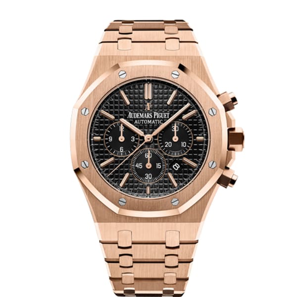 AUDEM@RS P!GUET Royal Oak Chronograph Black Dial 41mm 18k Pink Gold Watch 26320OR.OO.1220OR.01