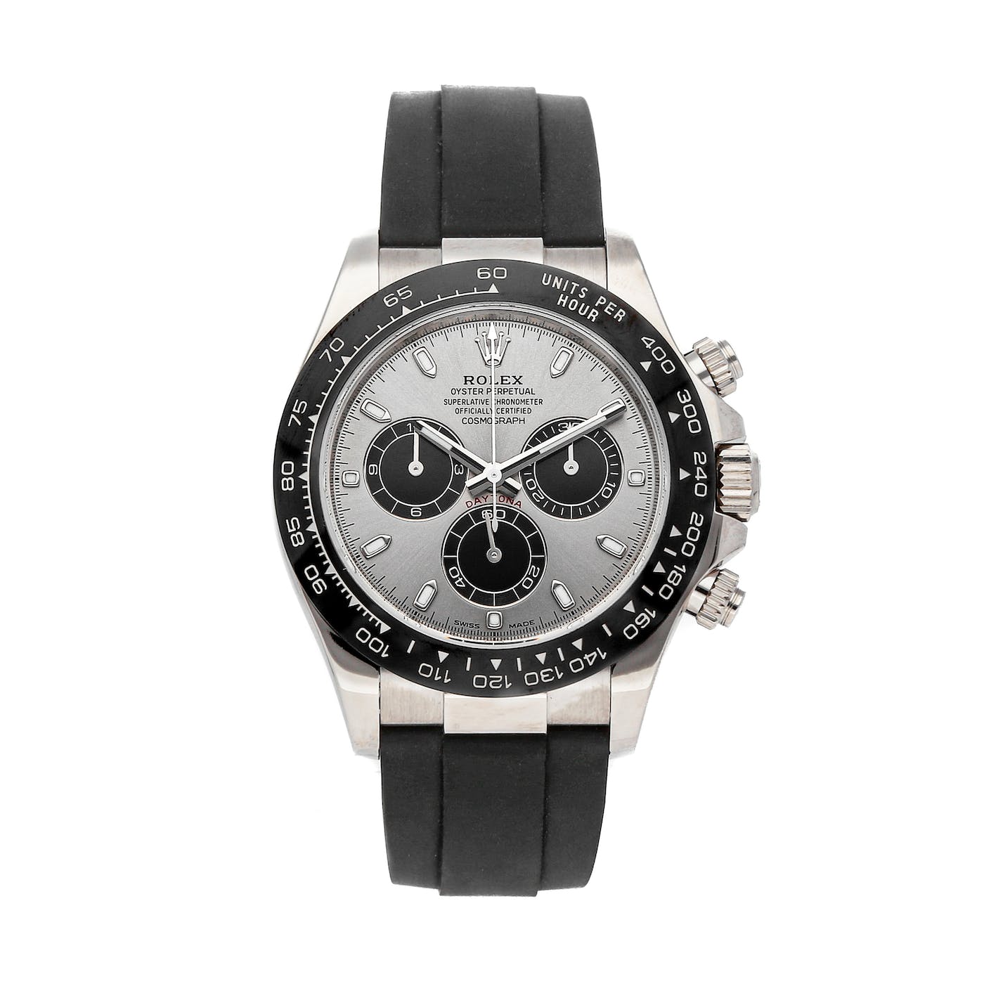 rol€x Daytona White Gold Steel Dial Oysterflex Strap 116519ln-0027 NEW