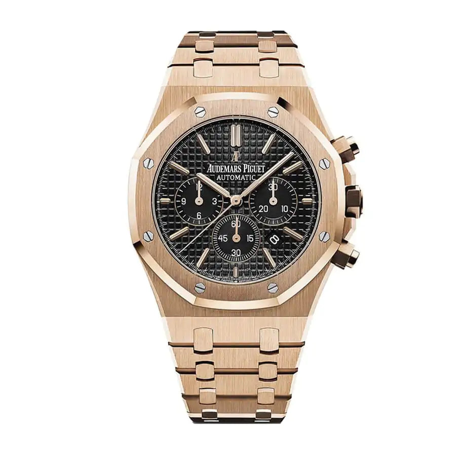 AUDEM@RS P!GUET Royal Oak Chronograph 41MM Rose Gold Bracelet �?Black Dial