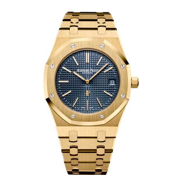AUDEM@RS P!GUET Royal Oak Jumbo Extra-thin 39mm Blue dial Yellow Gold Watch 15202BA.OO.1240BA.01