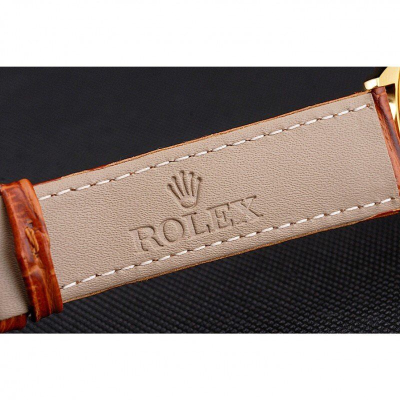 Rolex Datejust Gold Dial Gold Case Light Brown Leather Strap - Orolen