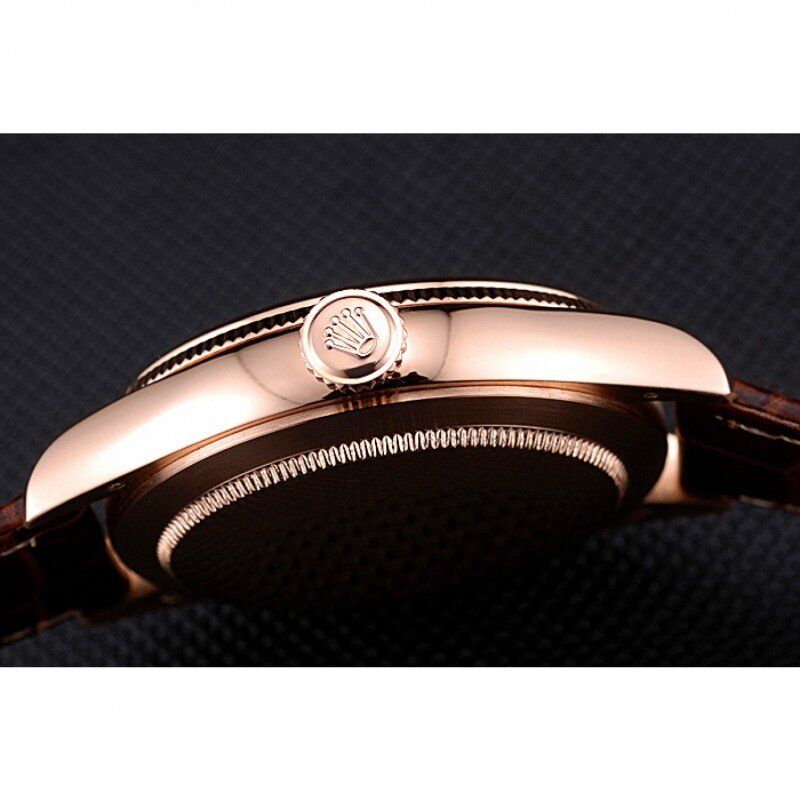 Rolex Cellini White Rose Dial Gold Case Brown Leather Bracelet 622725 - Orolen