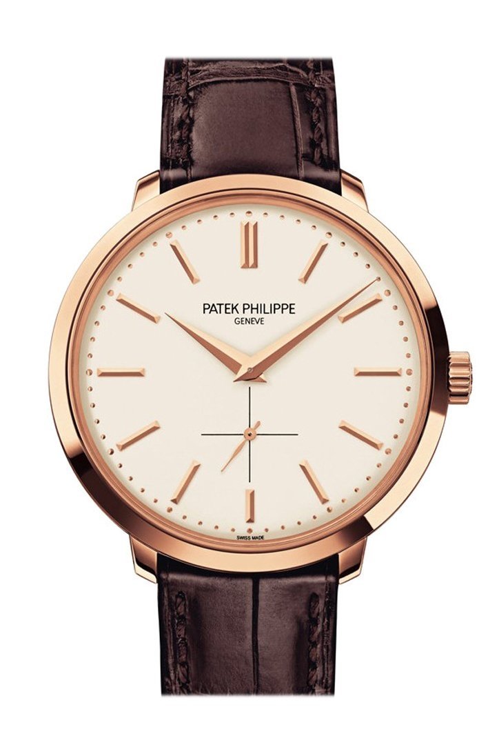 PAT€K PHIL!PPE Calatrava Silver Dial 18k Rose Gold Leather 38mm Men's Watch 5123R-001