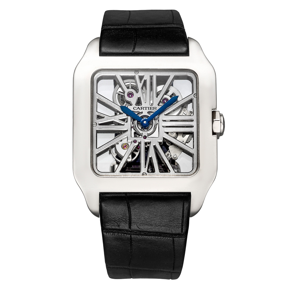 C@RTIER Santos Skeleton 18K White Gold Men��s Watch, W2020033