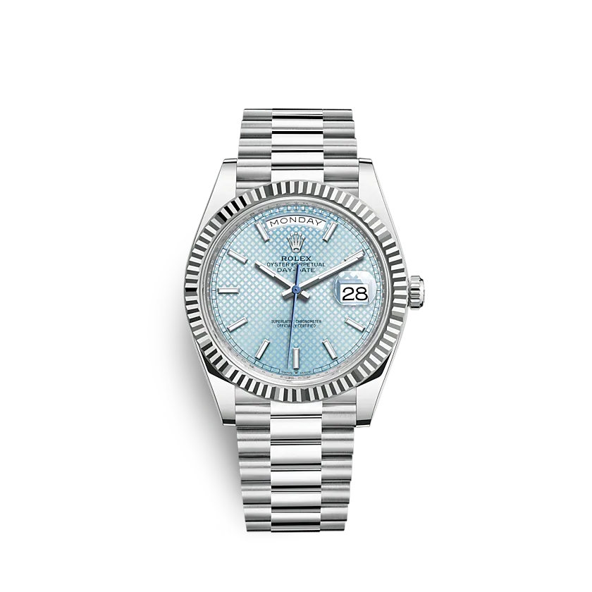 rol€x Day-Date 228236 40mm Ice blue, diagonal motif