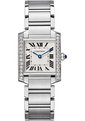 C@RTIER Tank Francaise Stainless Steel & Diamonds Ladies Watch, W4TA0009