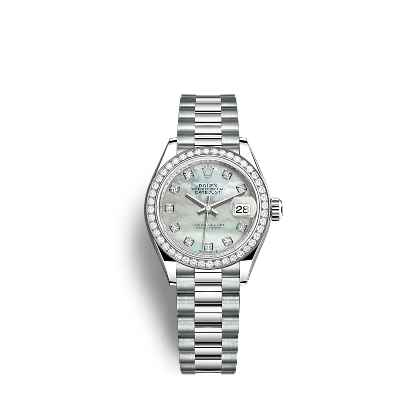 rol€x Lady-Datejust 279139RBR 28mm White mother-of-pearl