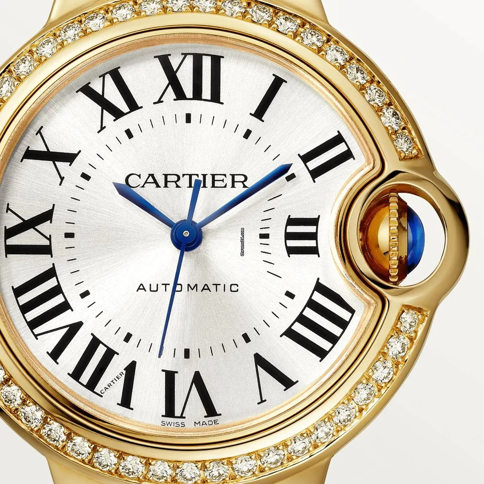 C@RTIER Ballon Bleu 33mm 18K Yellow Gold & Diamonds Lady��s Watch, WJBB0040