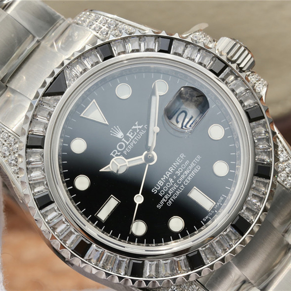 Submariner Silver Black Diamond 40mm - Orolen
