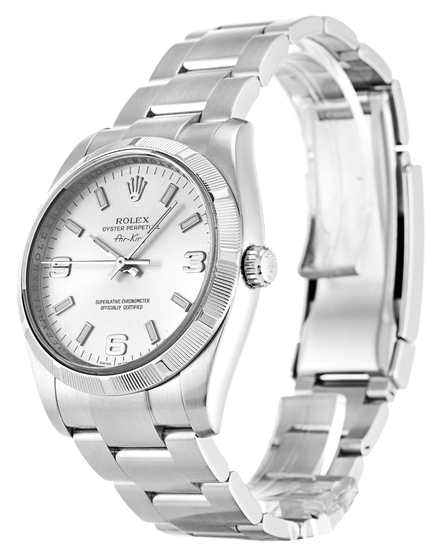 rol€x Air-King Silver Quarter Arabic 114210