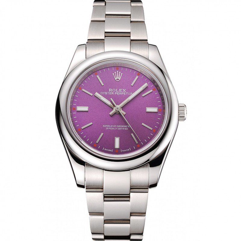 rol€x Oyster Perpetual Red Grape Dial Stainless Steel Case And Bracelet