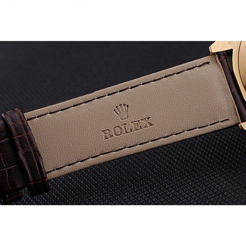 Rolex Cellini White Dial Gold Case Brown Leather Strap 622833 - Orolen