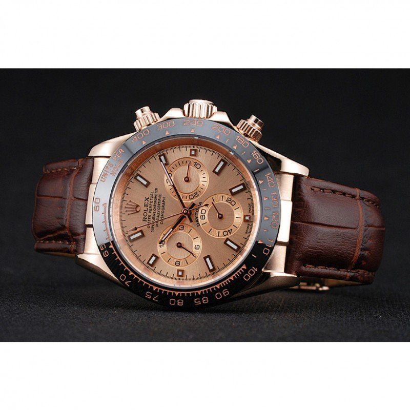 Rolex Cosmograph Daytona Brown Dial Rose Gold Case Brown Leather Bracelet 1454243 - Orolen