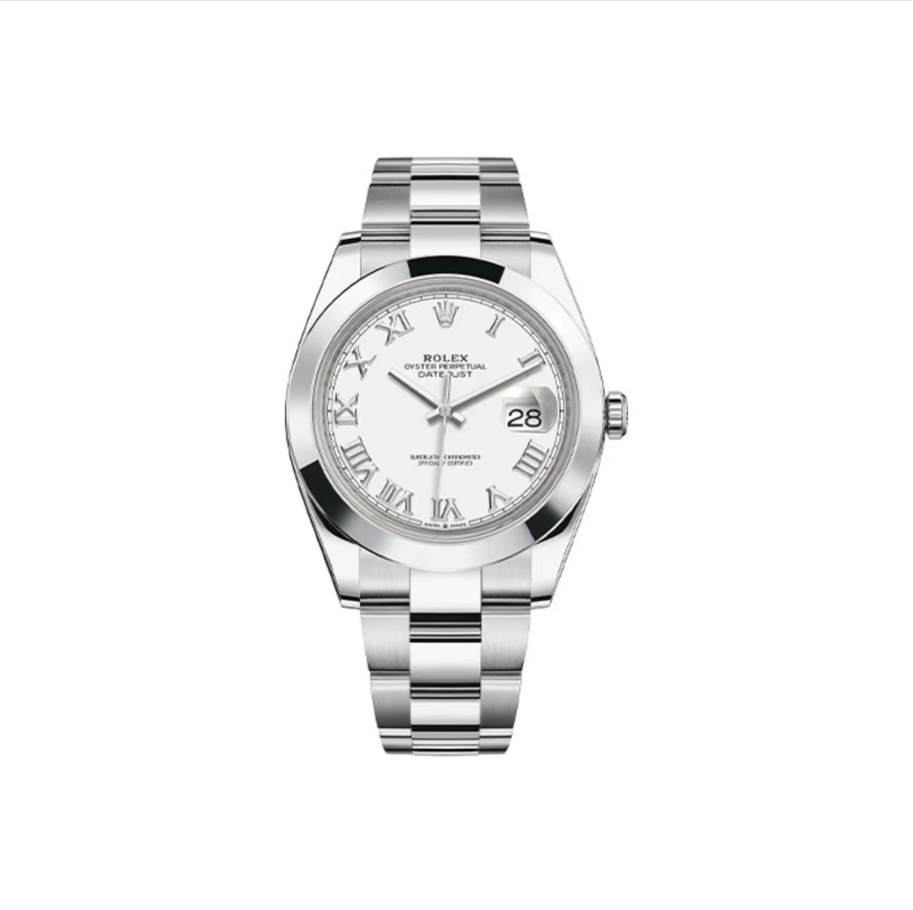 rol€x Datejust 41mm 2023 Smooth White Roman Dial Oyster Bracelet 126300 NEW