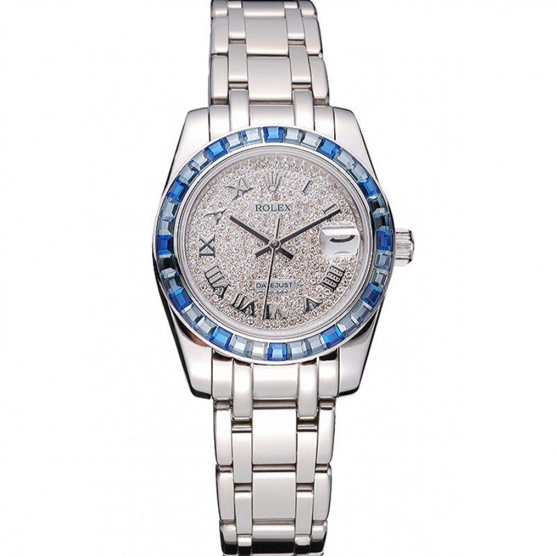 rol€x Datejust Diamond Dial Blue Jewels Bezel Stainless Steel Case And Bracelet 622834