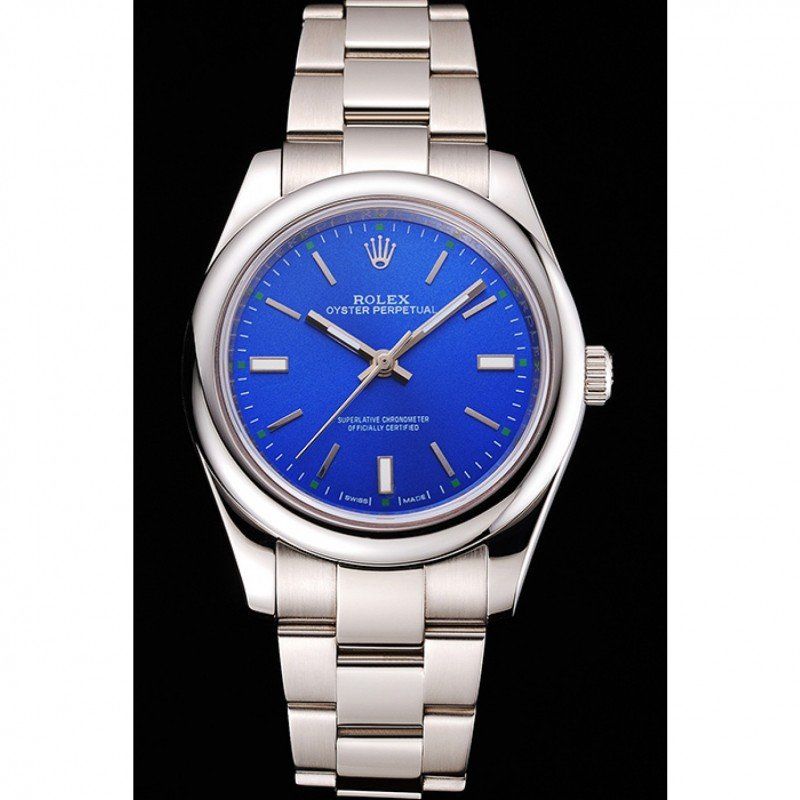 rol€x Oyster Perpetual Blue Dial Stainless Steel Case And Bracelet
