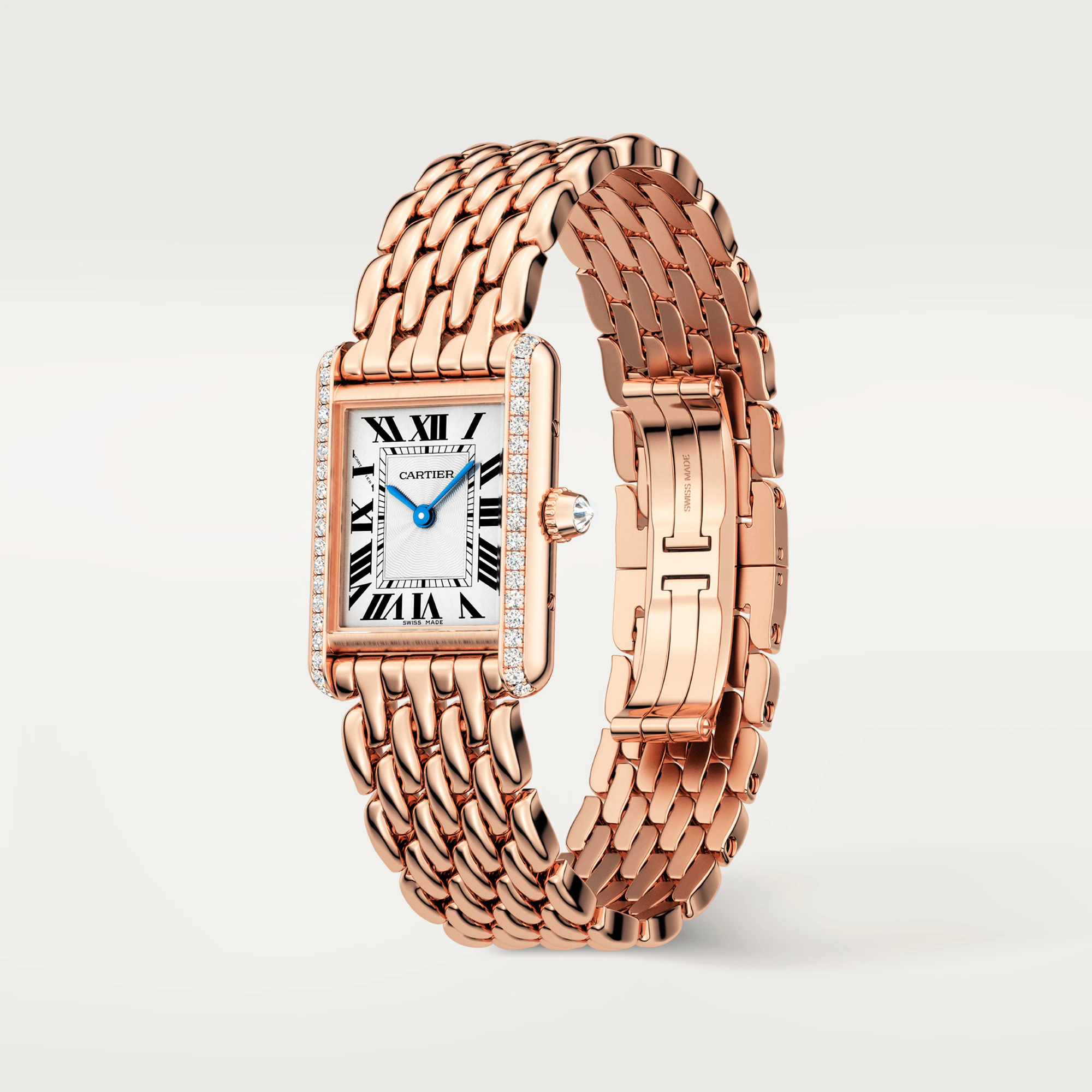 C@RTIER Tank Louis 18K Rose Gold & Diamonds Ladies Watch, WJTA0020