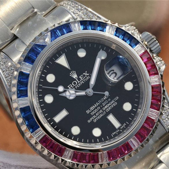 Submariner Silver Blue / Red Diamond 40mm - Orolen