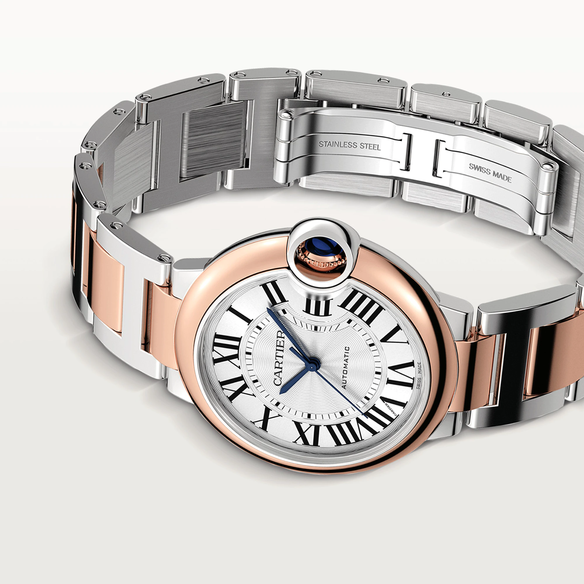 C@RTIER Ballon Bleu 42 mm Stainless steel & Rose Gold Men��s Watch, W2BB0034