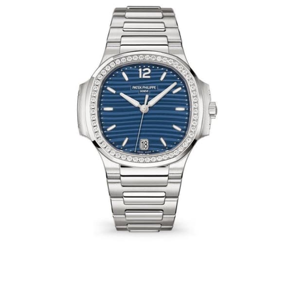 PAT€K PHIL!PPE Nautilus Steel 7118-1200A-001 with Blue Opaline dial