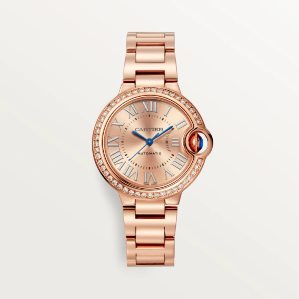C@RTIER Ballon Bleu 33mm 18K Rose Gold & Diamonds Lady��s Watch, WJBB0077