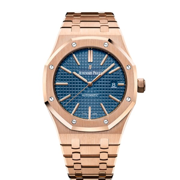 AUDEM@RS P!GUET Royal Oak Self Winding with Blue Dial 41mm 18k Rose Gold Watch 15400OR.OO.1220OR.03
