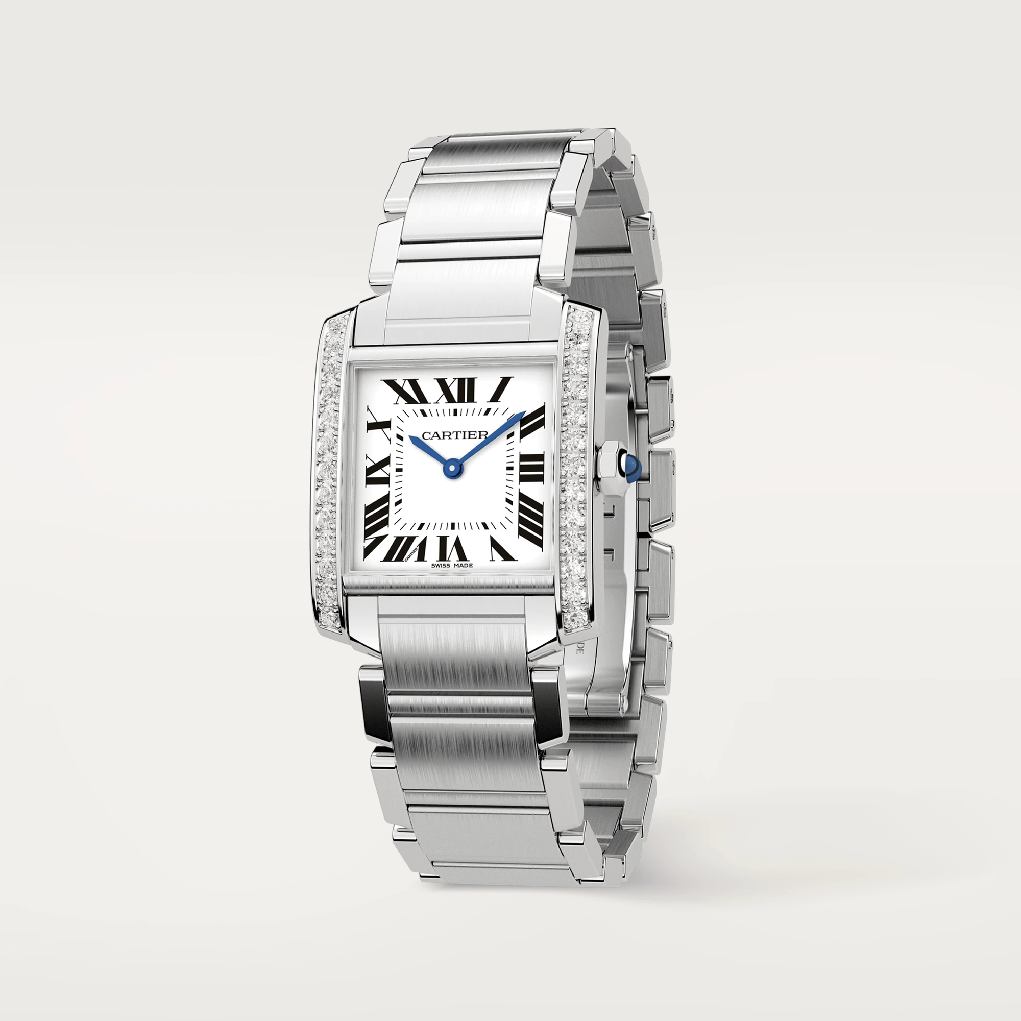 C@RTIER Tank Francaise Stainless Steel & Diamonds Ladies Watch, W4TA0009