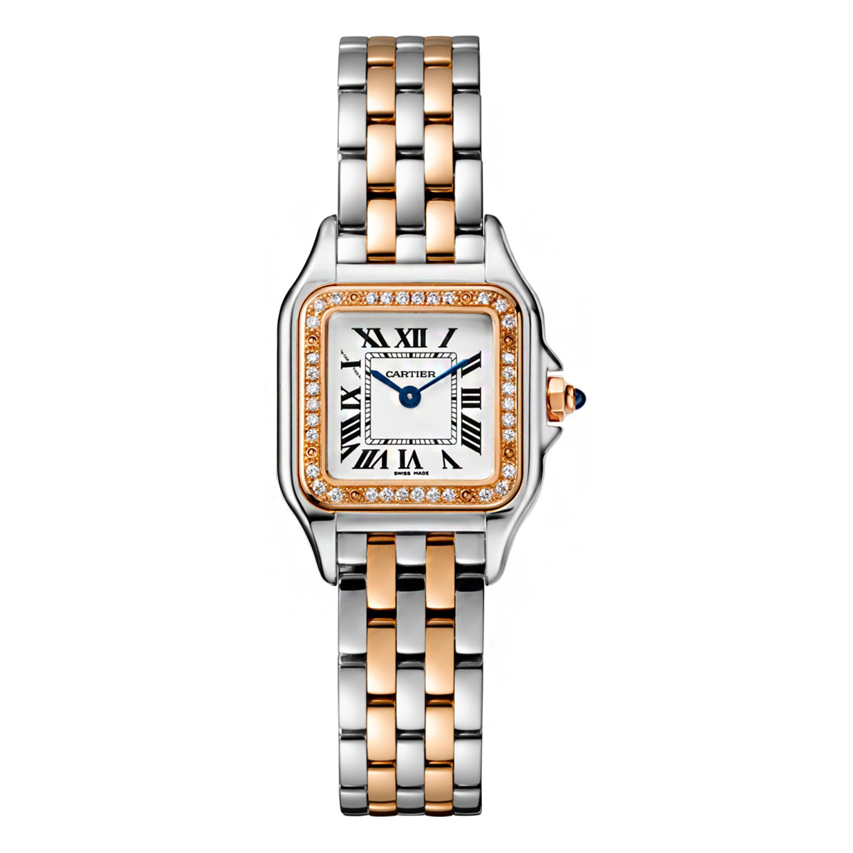 C@RTIER Panth��re 18K Pink Gold & Stainless Steel & Diamonds Small Model Ladies Watch, W3PN0006
