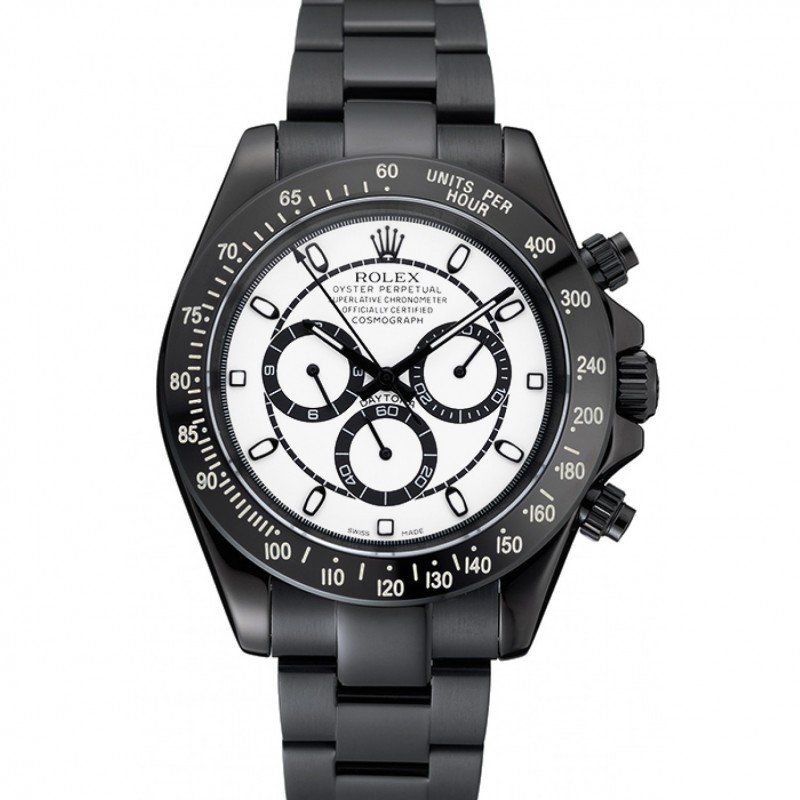rol€x Cosmograph Daytona White And Black Dial Black Stainless Steel Case And Bracelet 1454249