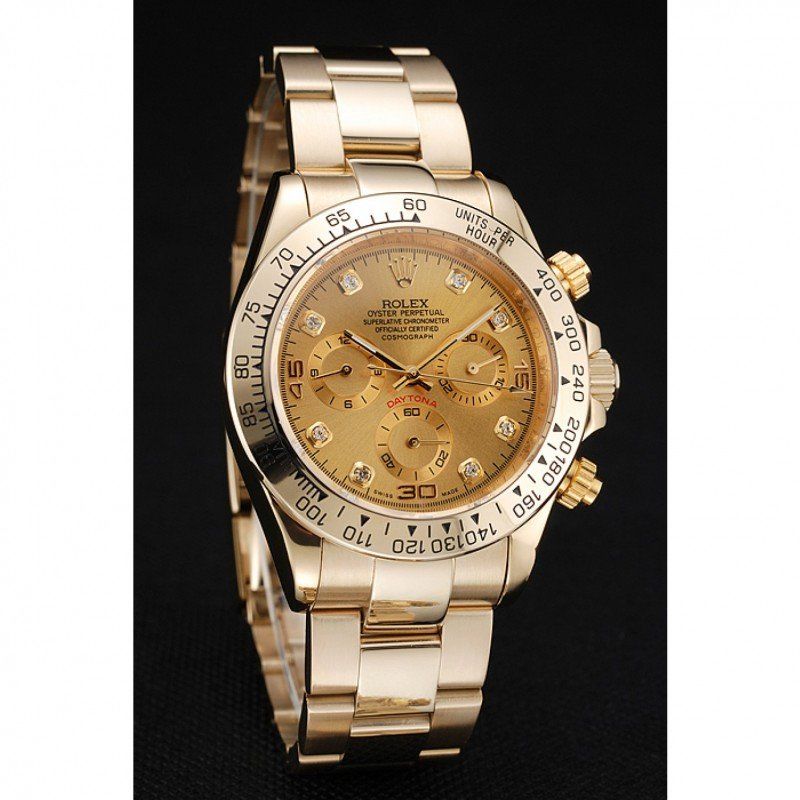 Rolex Cosmograph Daytona Brown Dial Diamond Numerals Gold Case And Bracelet 1454245 - Orolen