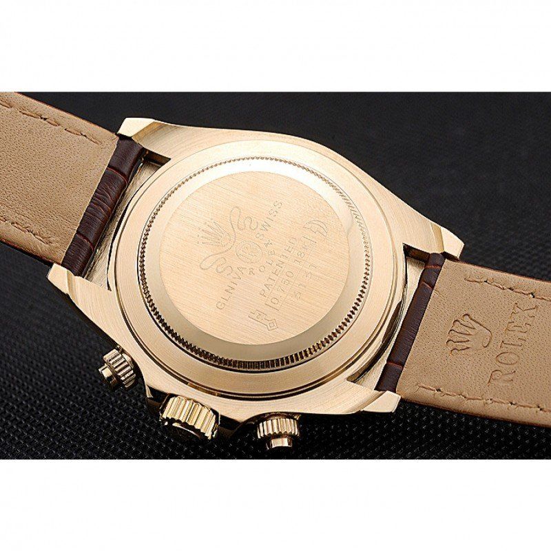 Rolex Cosmograph Daytona Gold Case White Dial Brown Leather Bracelet 622633 - Orolen