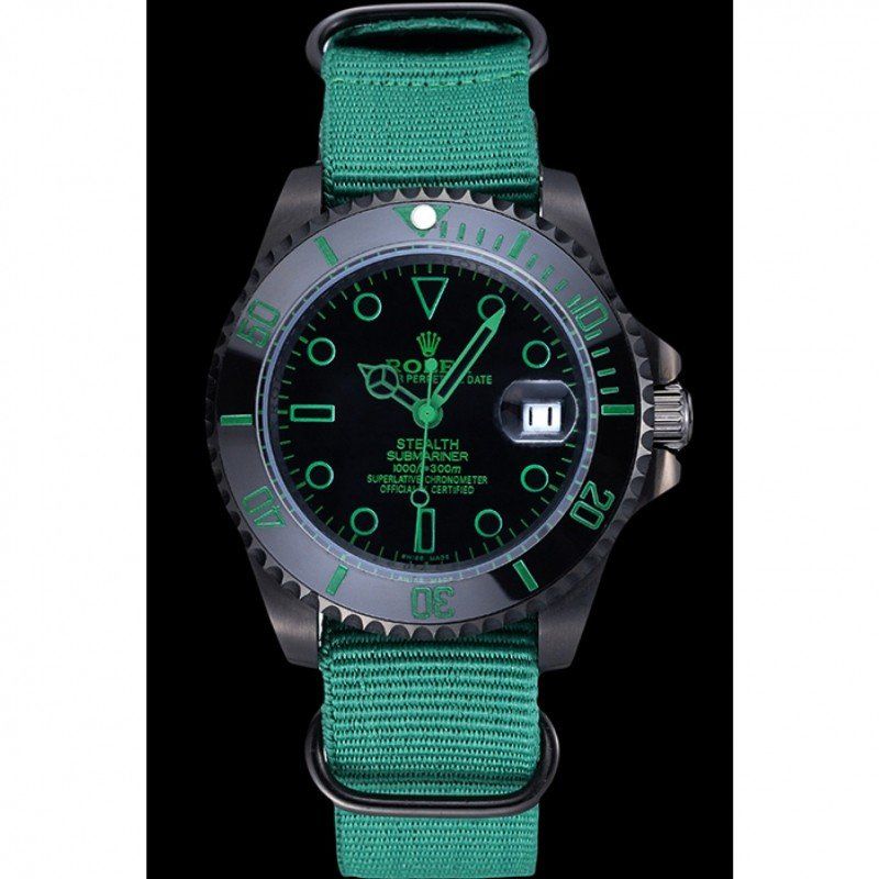 rol€x Stealth Submariner Green Nylon Strap 622009